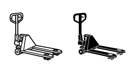 Pallet Jack Vector Icons, Manual Lifting Equipment, Warehouse Logistics Tools, Industrial Machinery © ZARA