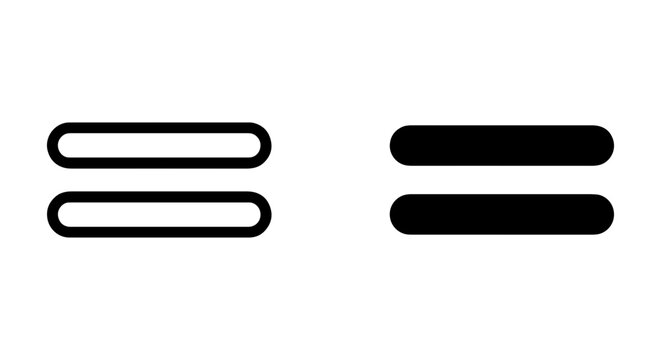 Equality Symbol Vector Icons, Equal Sign Comparison, Math Concept, Two Horizontal Lines