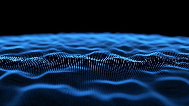 Blue digital data wave abstract background animation 4K Ai HD high quality video.