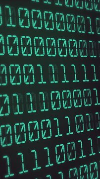Green Binary code Background. Digital and Secure Data Concept. Vertical animation
