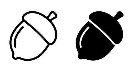 Acorn Icons, Oak Nut Vector Graphics, Autumn Seed Symbol Set © EMON