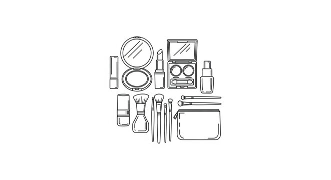Makeup Brushes and Cosmetics Collection.