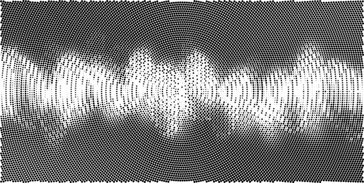 Circular stipple gradient waveform vector illustration abstract concentric halftone dot pattern vector background