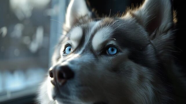 siberian husky dog close up