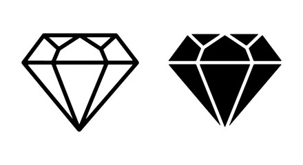 Diamond icon set, black gemstone symbol, luxury jewel vector illustration, precious stone graphic © MRHASAN