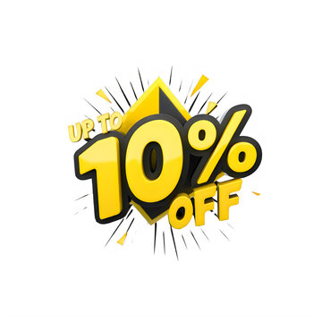 3D Up To 10 Percent Off Sale Banner in Yellow and Black