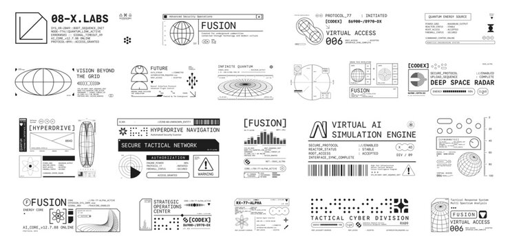 Set of Micrographic element Futuristic UI Cyber Futuristic technology modern label Collection