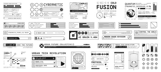 Set of Micrographic element Futuristic UI Cyber Futuristic technology modern label Collection © Spacelabs