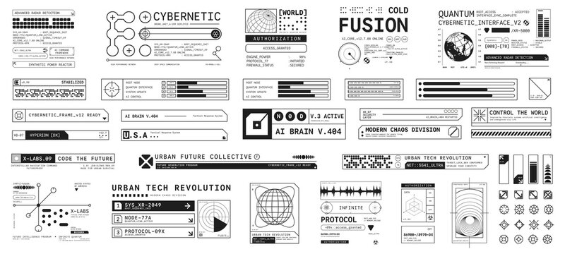 Set of Micrographic element Futuristic UI Cyber Futuristic technology modern label Collection
