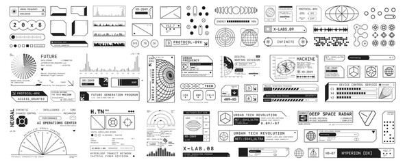 Set of Micrographic element Futuristic UI Cyber Futuristic technology modern label Collection