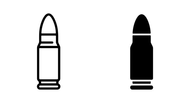 Bullet icon set, rifle ammunition vector, firearm cartridge symbols