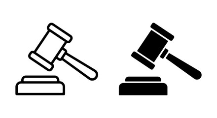 Judge gavel icon set, legal hammer vector, law and justice symbols © MR