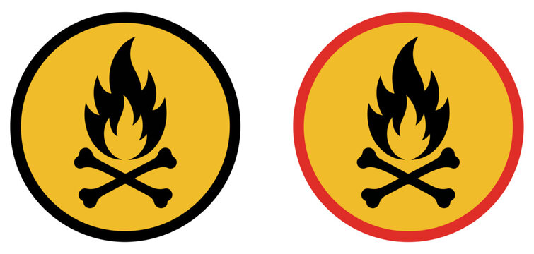fire warning flammable icon vector