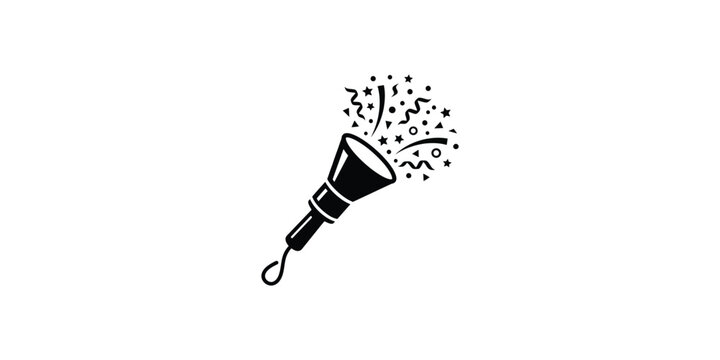 Confetti Party Popper Icon Line Art Illustration