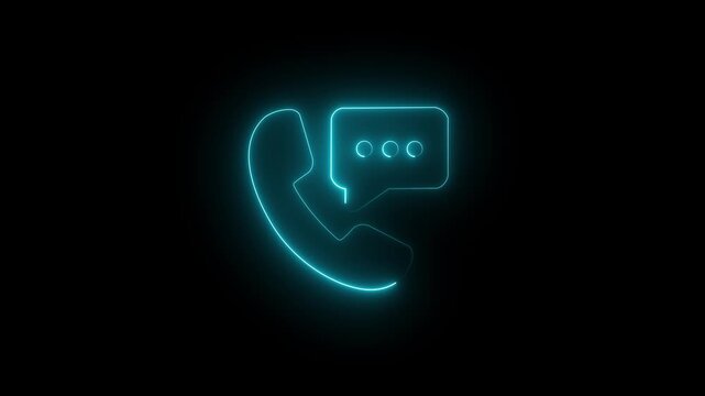 Glowing neon phone call icon with radio wave signal animation . neon line glowing call icon animation.Motion graphics of call icon concept