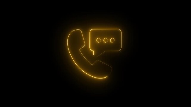 Glowing neon phone call icon with radio wave signal animation . neon line glowing call icon animation.Motion graphics of call icon concept