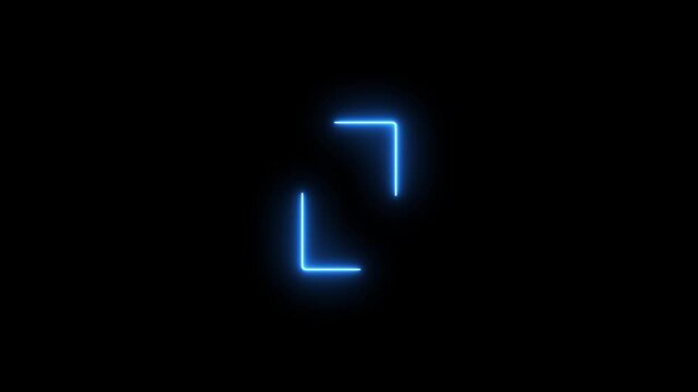 Neon blue glowing square frame pulsing animation on black background, border, 4k video.