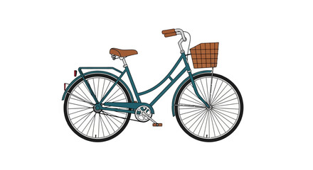 Fototapeta premium Vintage Bicycle With Basket Isolated on White Background