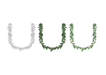 Traditional Hawaiian Ti Leaf Lei Necklace Vector Illustration, Tropical Green Leaf Garland Set © Manjurul