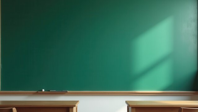 clean emerald green chalkboard surface in empty classroom for branding message backdrop study background studio shot