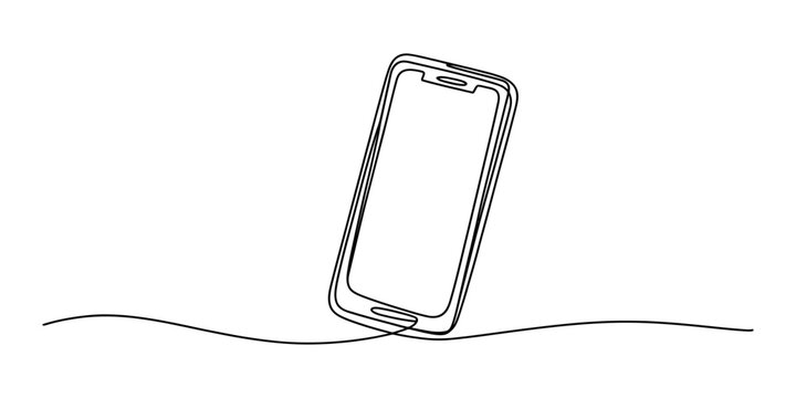 Continuous single line drawing of a modern smartphone mobile device with a simple outline design for technology communication and digital connection concepts Vector, illustration