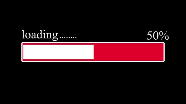 White Round Loading bar, download bar progress, animated loading screen on black background. 4K Video