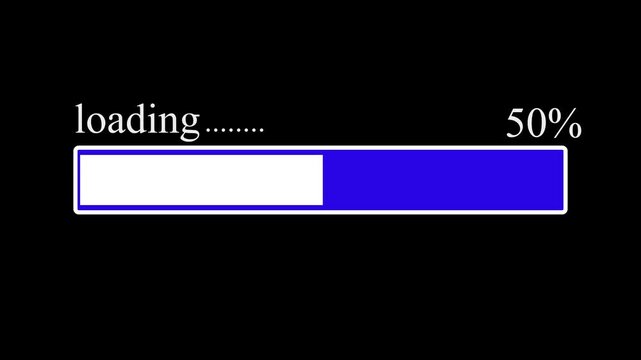 White Round Loading bar, download bar progress, animated loading screen on black background. 4K Video