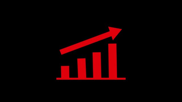 Business growth concept in graph chart showing marketing sales profit increasing to future target. business graph success animation arrow on black background 4k animation