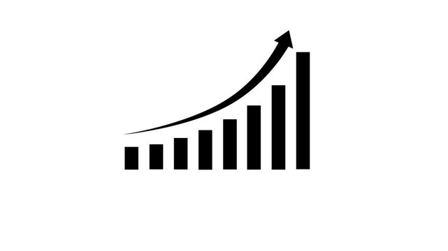 Abstract increasing arrow business graph icon animation.Business Financial Growing Business Income And White Background.4k Animation Video grap.