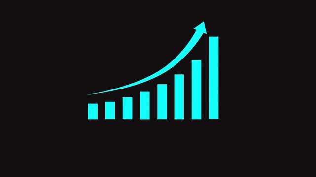 Abstract increasing arrow business graph icon animation.Business Financial Growing Business Income And White Background.4k Animation Video grap.