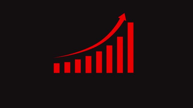 Abstract increasing arrow business graph icon animation.Business Financial Growing Business Income And White Background.4k Animation Video grap.