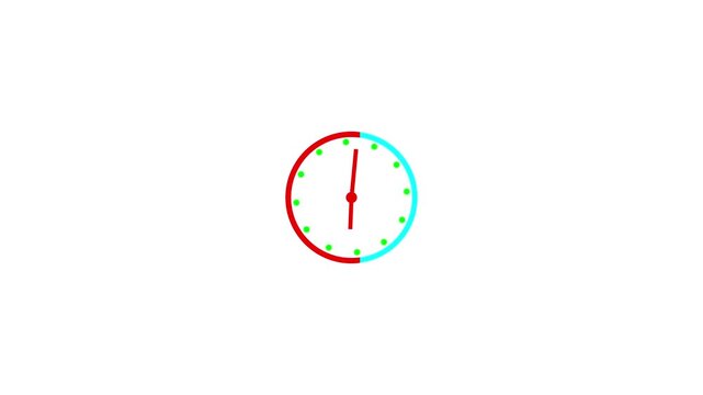 Clock spinning, watch animation on transparent background with alpha channel. Clock icon flat style 24 hours day and night fast speed with moving timer clock rotation 4k