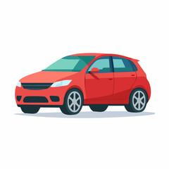Obraz premium Red Hatchback Car Illustration