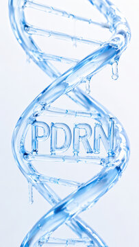 Pdrn polynucleotides salmon dna double helix formed of liquid droplets for skin rejuvenation cellular repair anti-aging regenerative cosmetic therapy nucleic acid skincare laboratory research