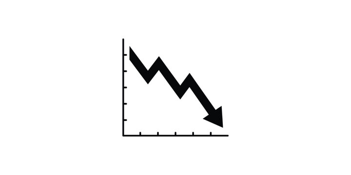 Downward Business Trend and Recession Graph Icon