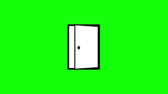 Minimalist doorway icon loops on a customizable green screen backdrop. Creative door symbol visualizes residential real estate building entrance points. Architecture design with a door icon.