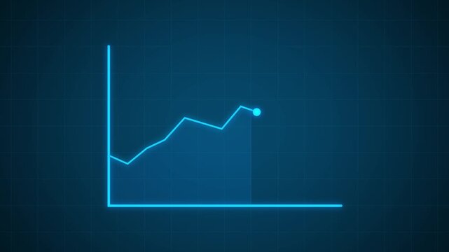 Economic growth concept with corporate line graph.Digital line graph tracks upward moving corporate revenue. Interactive line graph demonstrates successful financial forecasting.
