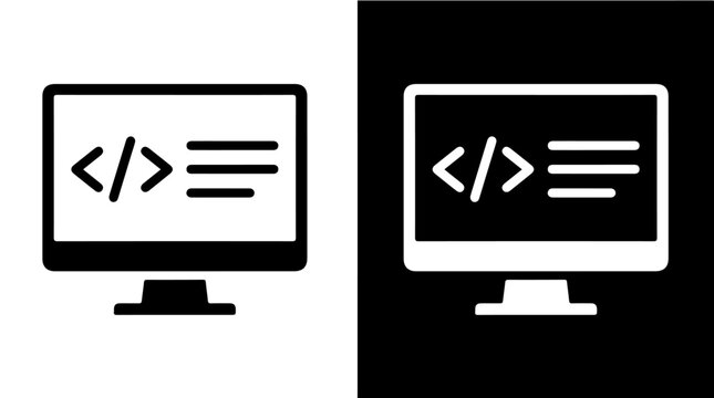 Computer Coding Icons &ndash; Technology and Programming Symbols Representing Software, Development, and Innovation for Creative Design, Business, and Educational Projects