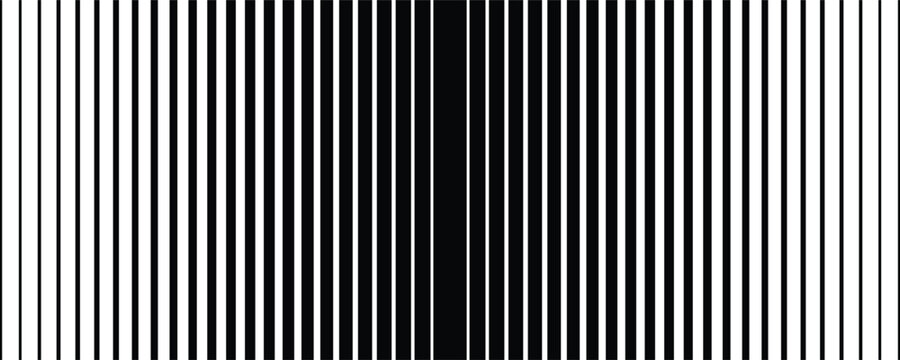 Abstract black and white vertical stripe pattern background. High contrast geometric line texture with symmetrical design. Modern optical graphic for wallpaper, branding, and print.
