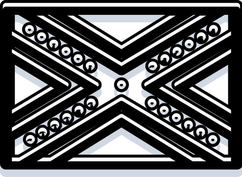 Iconic design featuring diagonal lines and circles, symbolizing historical conflict and southern heritage, often connected to controversial and divisive ideologies