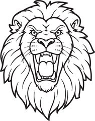 Fototapeta premium Majestic Lion Head Illustration in Black and White