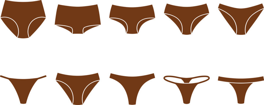 Women's underwear variety set briefs hipsters thongs and bikinis brown tones