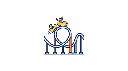Minimalist Illustration of Roller Coaster Ride with Excited Riders ©  Miftah Mubarok