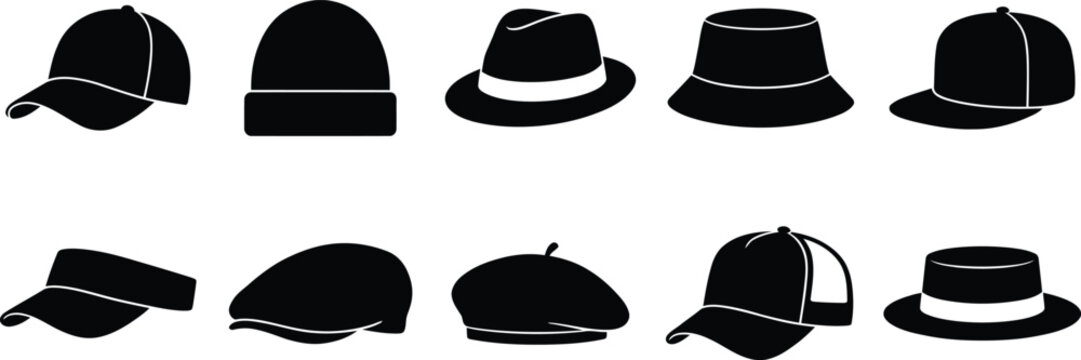 Black silhouette hats collection
