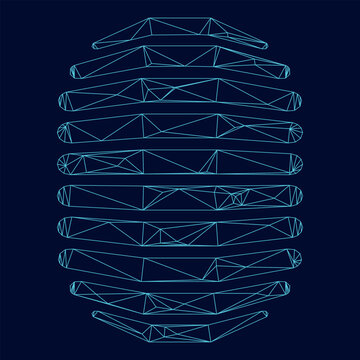 Fingerprint low poly triangulation triangulated polygonal electric cyan blue vibrant aqua neon color vector illustration image outline contour line