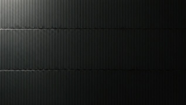 Minimalist black wall surface with vertical parallel texture lines and soft moody side lighting art.