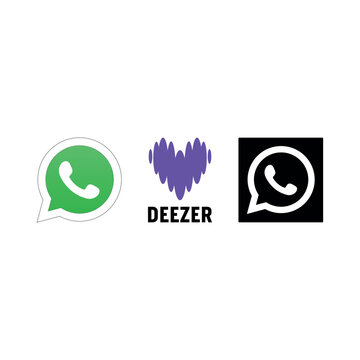 Set of 3 digital icons featuring WhatsApp and Deezer. Professional, high-quality vector assets for modern messaging, audio streaming, and digital design projects.