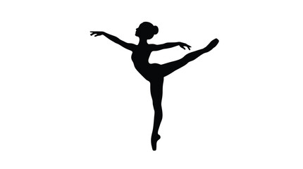 Ballerina Silhouette Against White Background Elegant Dance Form © MD