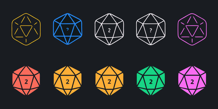 Isometric Polyhedral Dice Collection Colorful Vector Illustration