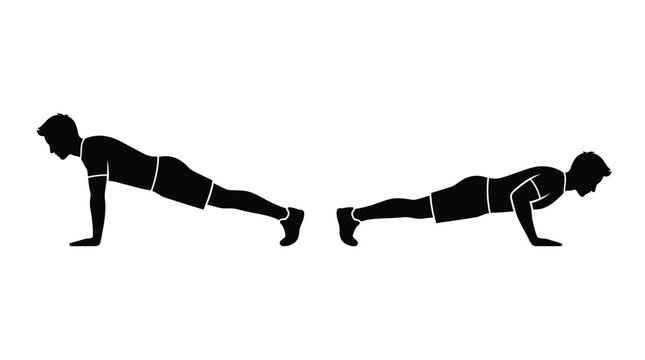 Push up Silhouette Series On White Background